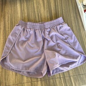 Purple shorts with built in underwear